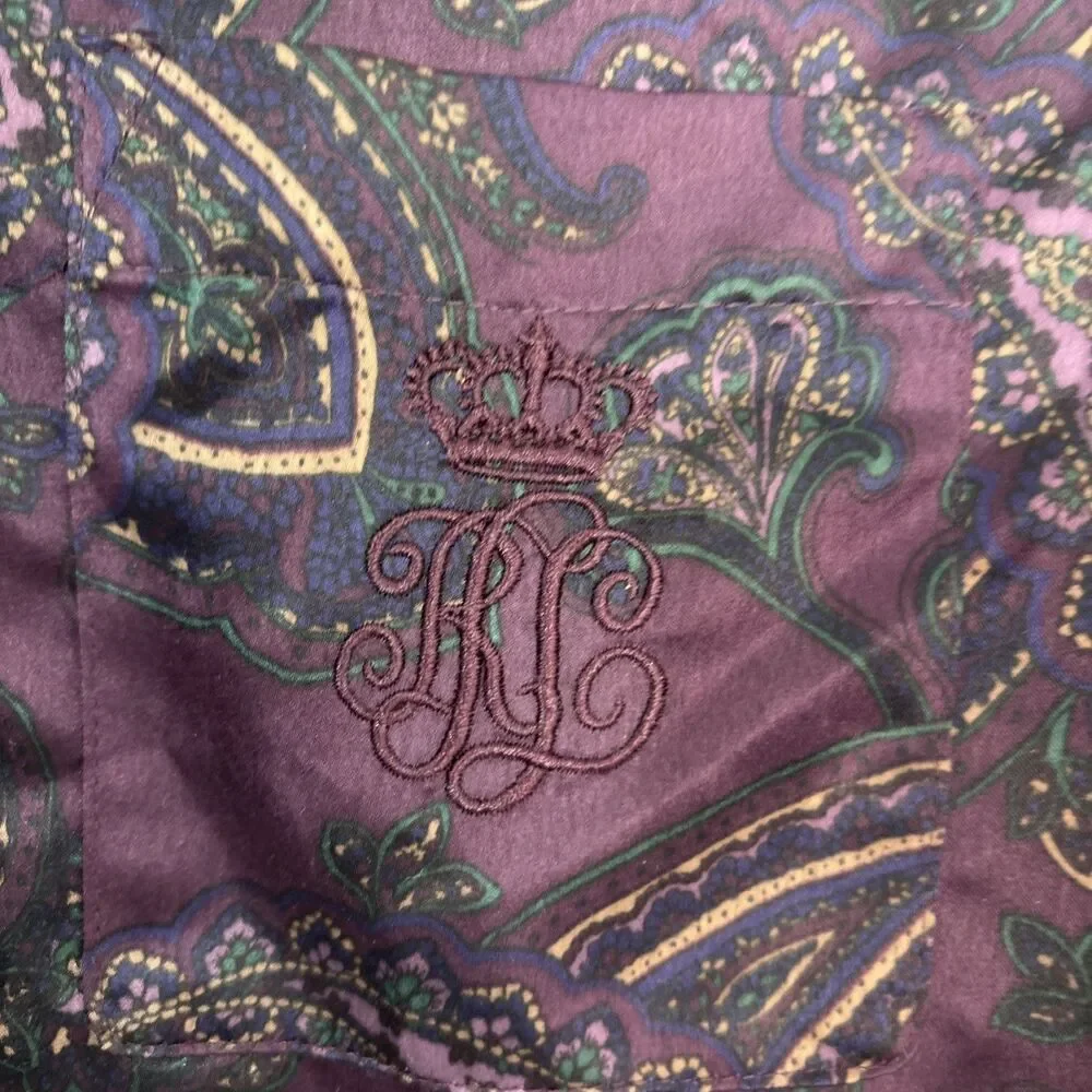 Lauren Ralph Lauren Sleepwear Women’s Small Embroidered‎ Pocket Pajama Top Shirt